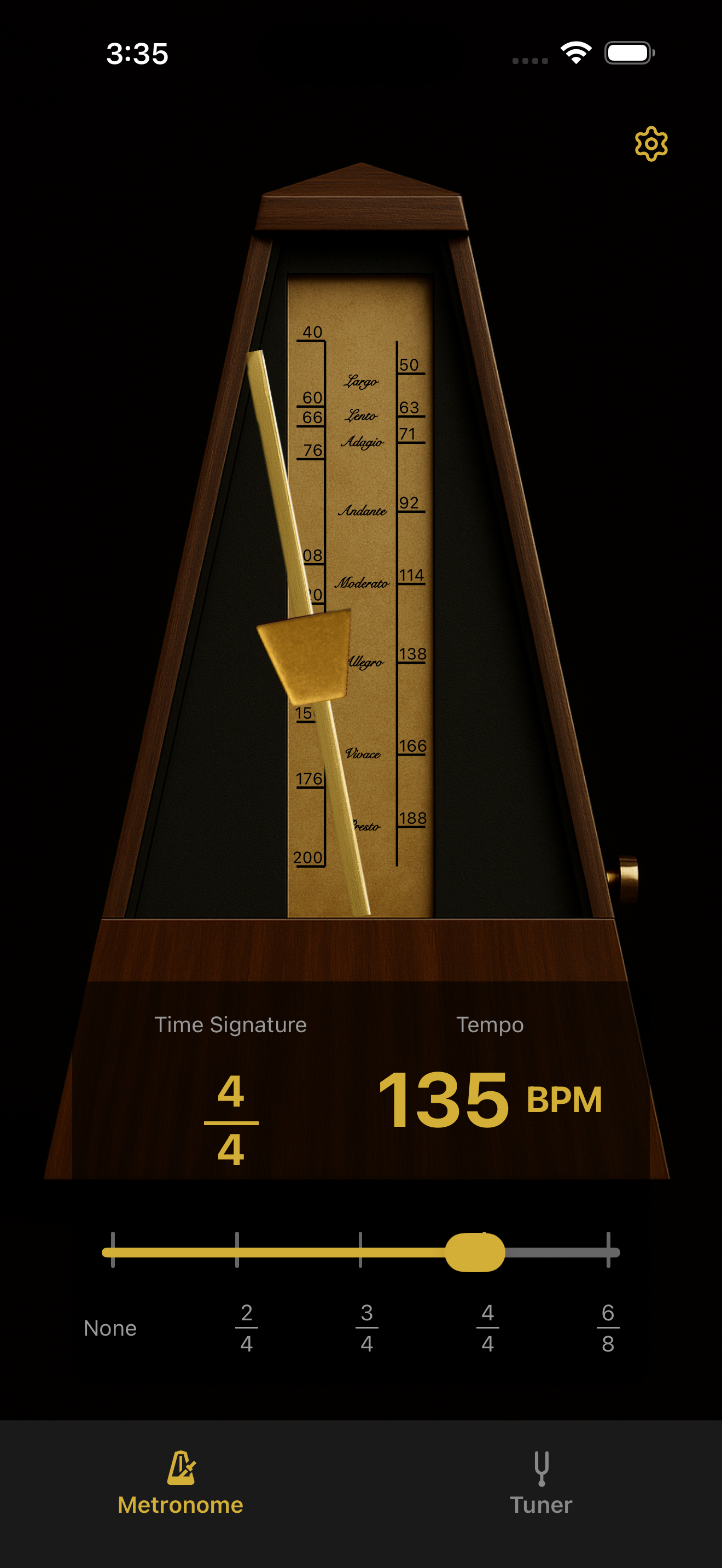 TicTune metronome screen